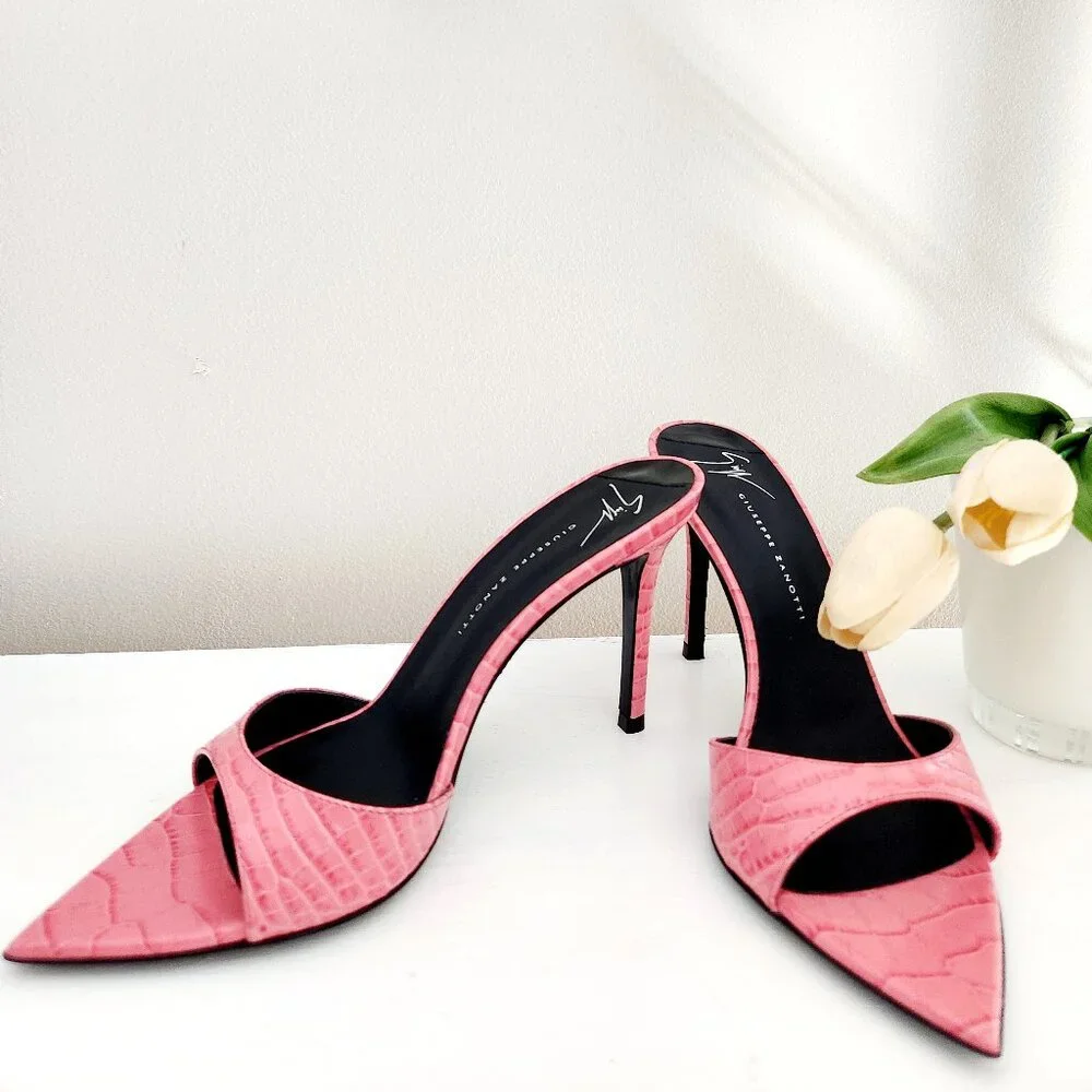 Giuseppe Zanotti Intriigo Leather Mules Heels - Picture 2 of 5